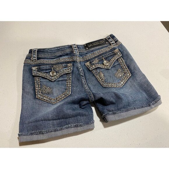 L.A. Idol Size 7 Rhinestone Denim Shorts - Picture 1 of 8